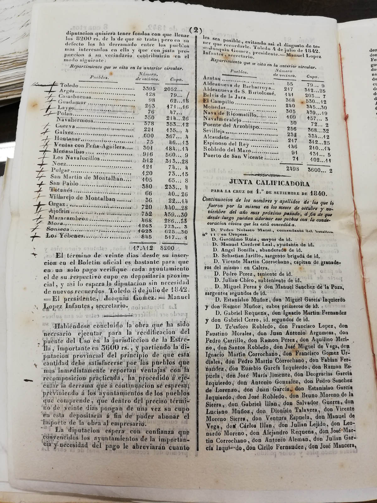 Fragmento Boletin Num. 81. Jueves 7 de julio de 1842 (ADPT, signatura Leg. 2854/9) Fragmento Boletin Num. 81. Jueves 7 de julio de 1842 (ADPT, signatura Leg. 2854/9)